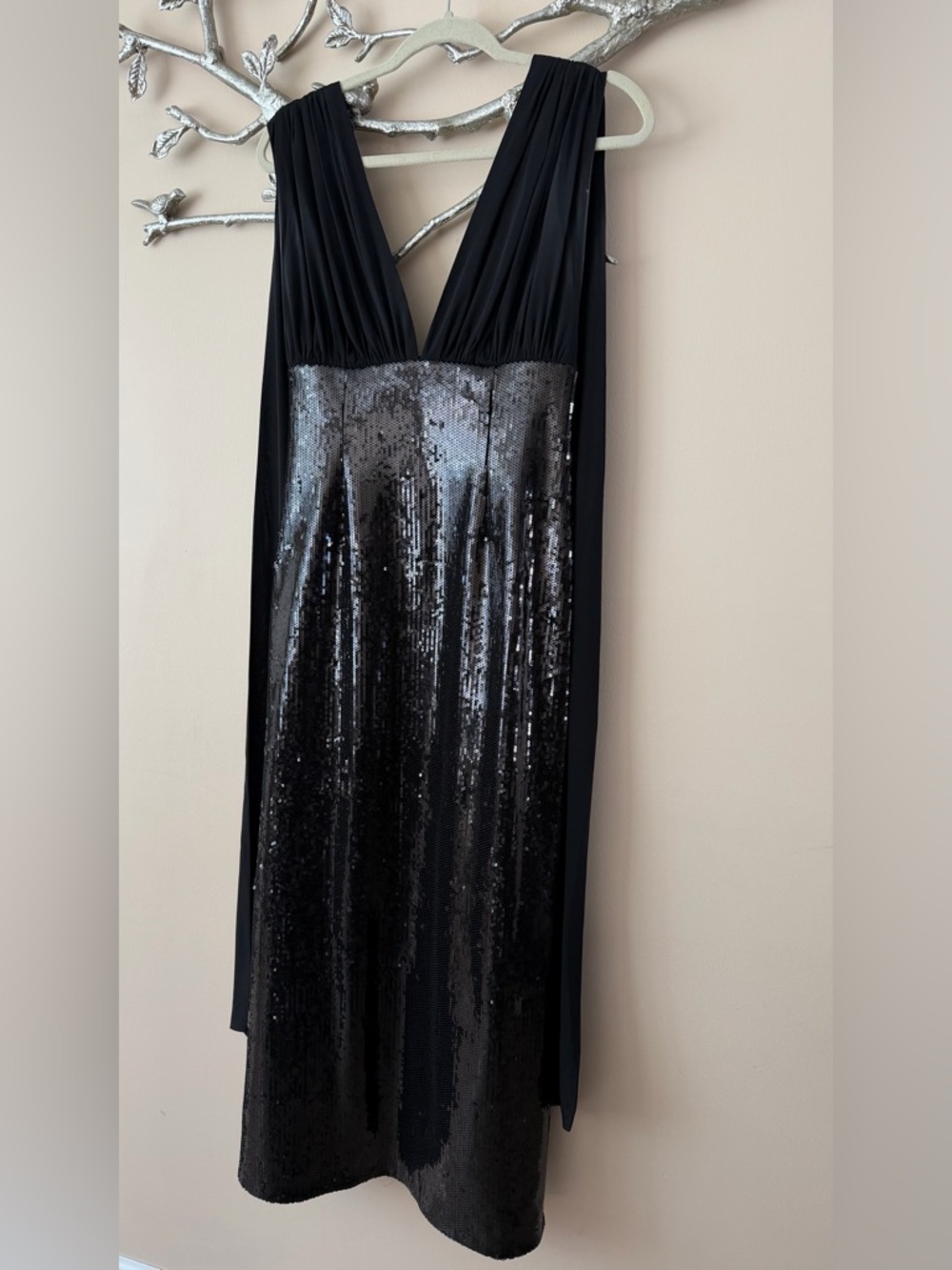 Banana Republic Black Sequin V-Neck Maxi Dress